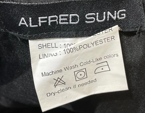 Alfred Sung Cocktail Dress LBD Scoop Back Sleeveless Mini Black Size 4 D654