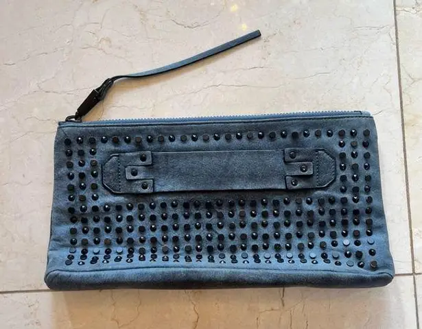She+Lo Like New Blue Studded Clutch Medium Size