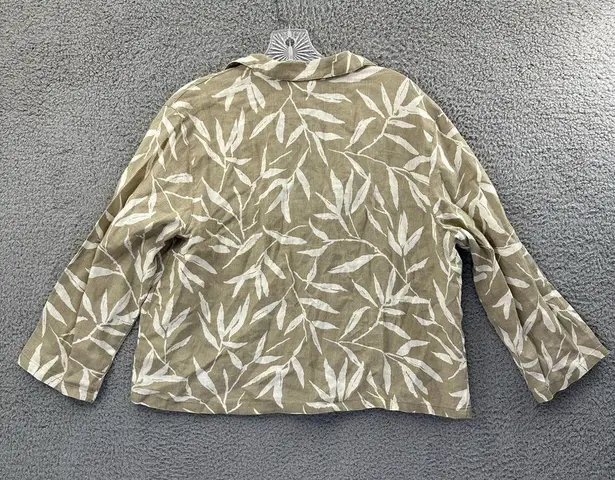 Click Color Me Cotton Long Sleeve Button Up Shirt Jacket Tan Linen Lagenlook W M Size M