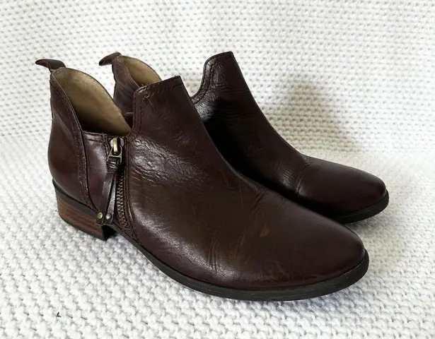 Lucca Lane Oxford Brown Leather Sayge Low Ankle Cut Round Toe Boots Booties 9.5