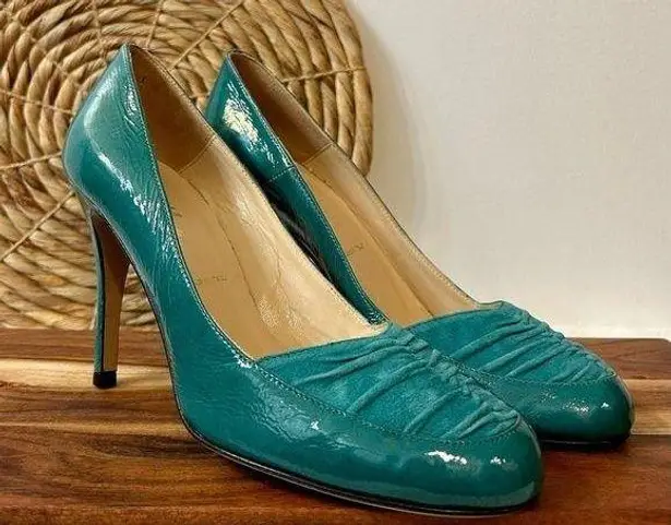 Butter Parker Patent Leather with Suede Heels in Peacock Teal Size 9 Green
