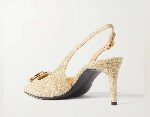 Dolce & Gabbana
Logo-embellished raffia slingback pumps