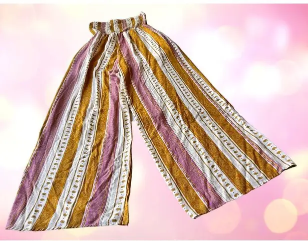 Peach Love California Jumpsuit Large Romper Strapless Smock Wide Legs H…