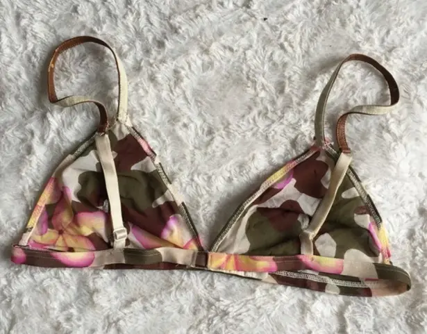 Vintage Y2K 90’s Green Brown Pink Sheer Camo & Floral Triangle Festival Bralette Multiple