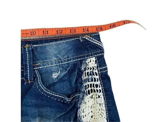 Amethyst Jeans Macrame Frayed Denim Shorts Beach Coastal Vacation Summer