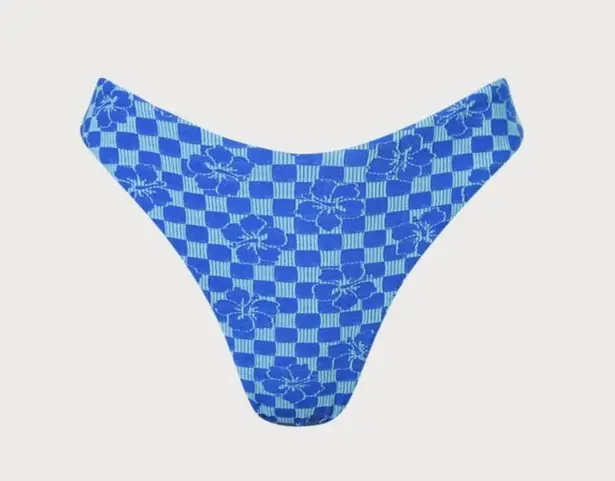 BERLOOK Blue Plaid Jacquard Underwire Bikini Top AND BOT 12