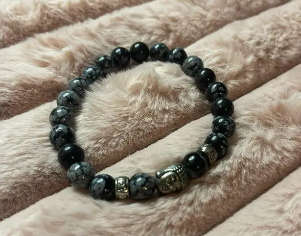 Tibetan monk head gem unisex bracelet Black