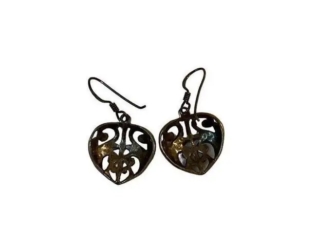 Boho Heart Earrings Vintage Valentines Anniversary y2k Jewelry Pendant 90s Brown