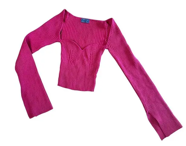 Urban Outfitters Hot Pink Ribbed Sweater Crop Top Size Small