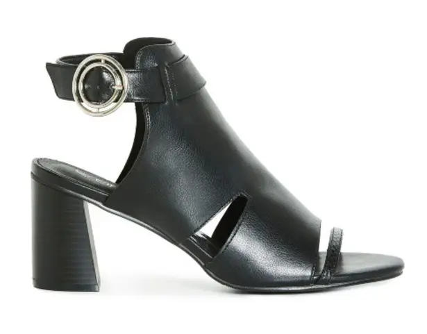 City Chic 12 Wide Black Heeled Sandals Ankle Strap Open Toe Peep Toe Heels NEW