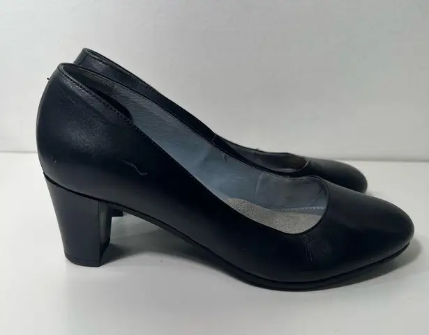 Skypro Anesia Machado II Flight Attendant Cabin Crew Slip On Leather Pumps Heels Black Size 6.5