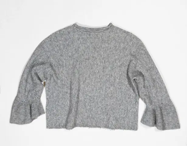 3.1 Phillip Lim Wool Alpaca Knit Mock Neck Ruffle Sleeve Pullover Sweater Gray