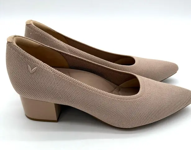 Vivaia Georgia Pointed Toe Chunky Heels Old Money Almond Knit Comfort Arch 8
