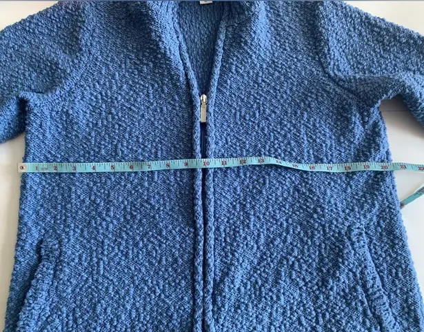 Coldwater Creek  XL cotton zip up mock turtle neck textured sweater in blue