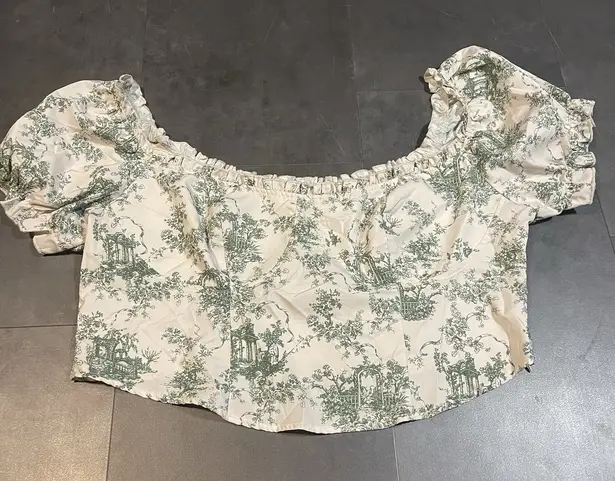 Cider Women Coquette Fairy Boho Corset Sleeve Cropped Blouse Top 3X. F-34