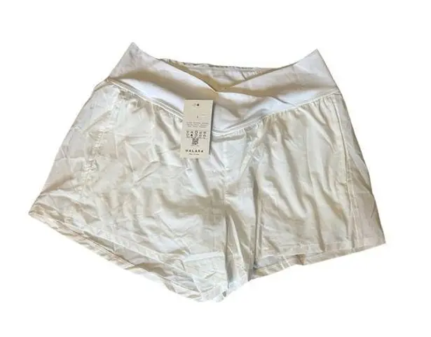 Halara  Womens Shorts White Crossover Pull On High Waisted Pockets L