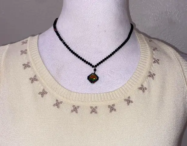 Bogari Cream Knit Sleeveless Top Embroidered Neckline Soft Stretchy Size M