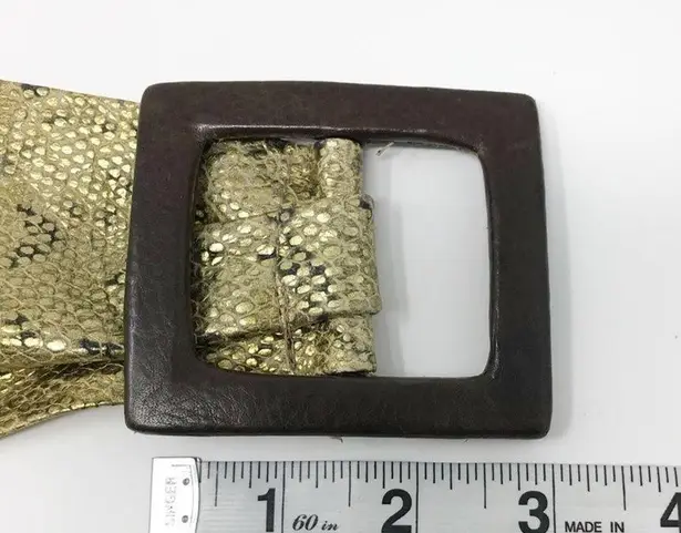 Leatherock 90s Python metallic gold leather embossed metallic wide wrap belt M