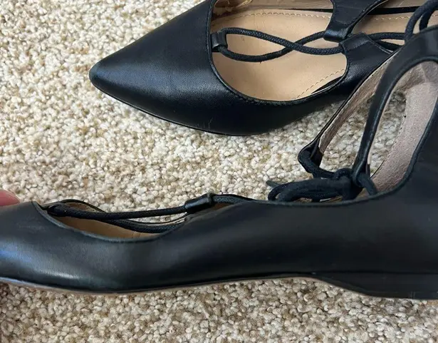 Saks 5th Avenue Saks Fifth Avenue Estyn Flats Women Size 7.5 Lace
Up Pointed Toe Black Leather