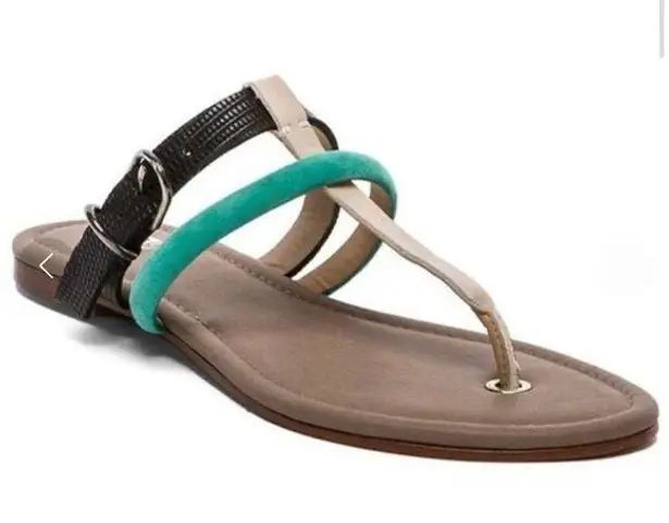 joe's jeans JOE’S JEANS | Marchele Sandals Flip Flop Black Beige Teal Turquoise | Size 8