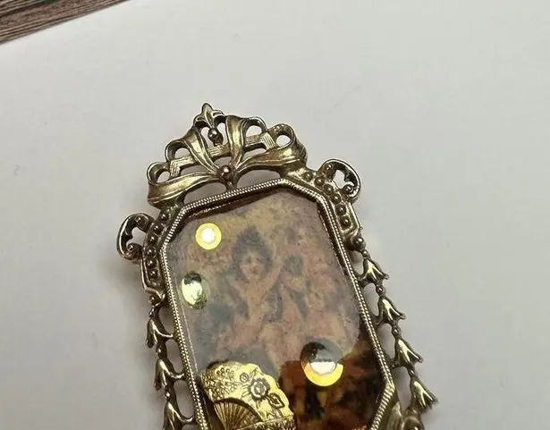 1928 Collection Cupids Listening To Music Faux Pearl Dangle Gold Tone Brooch Pin