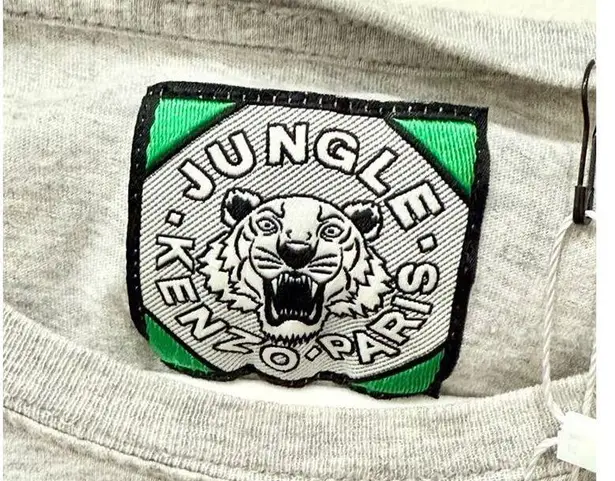 Kenzo Classic Tiger Print Cotton Knit Crew Neck Graphic Tee Heather Gray Women S