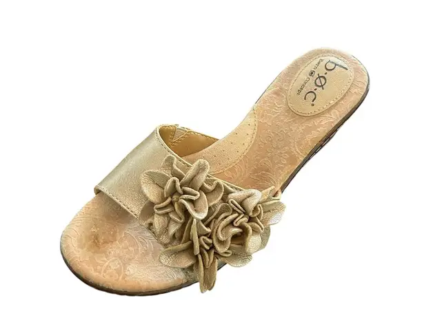 BOC Born Concepts Floral Slide Sandals Leather Flower Amputee Sz 8 One Shoe Only Tan
