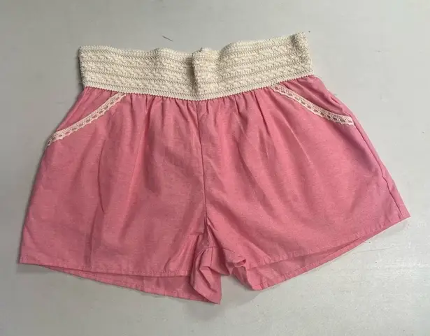 Twenty Second 22nd Women’s Pink With Cream Lace Shorts Inseam 2.5” - Image 1