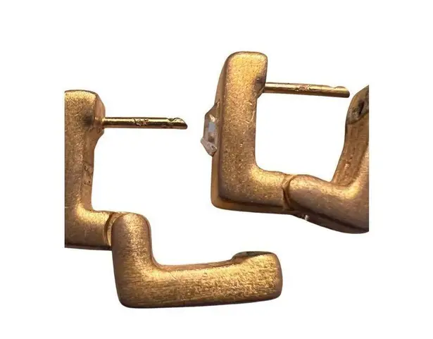 Vintage Stamped 14k Gold Wide Square Huggie Earrings