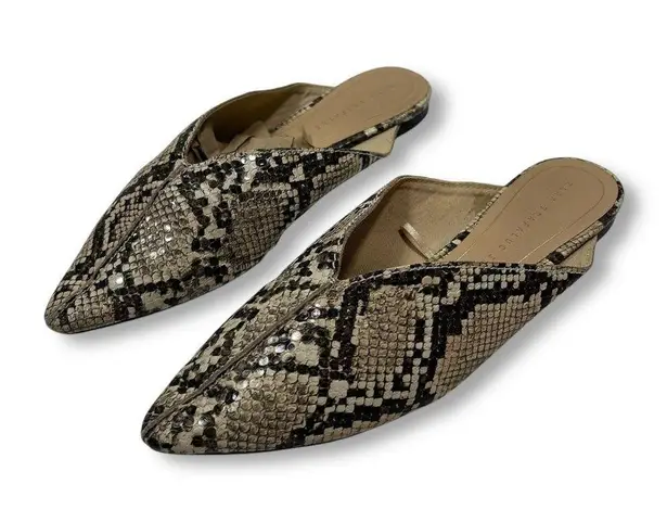 Zara Pointed Toe Snake Print Mules Slip