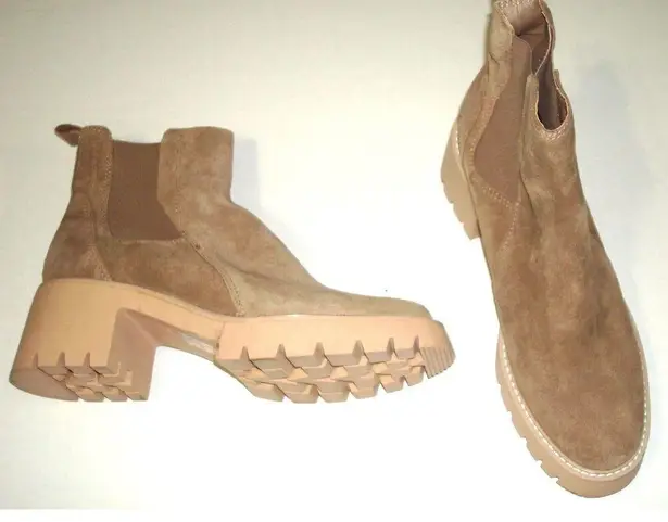 New Womens 11 Tan Leather Suede Dolce Vita Ankle Platform Boots Halina Ankl Lugg