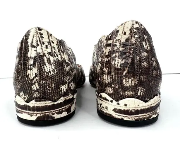 Chloé Laurena Croc Lizard Embossed Animal Scalloped Leather Ballet Flats 35.5