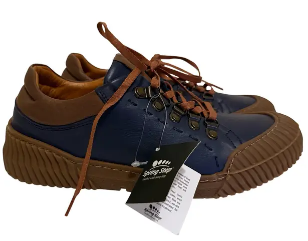 Spring Step Lazarlo Low Top Sneaker Shoes Women’s Leather Blue sz 39 8.5 NWOB - Image 1