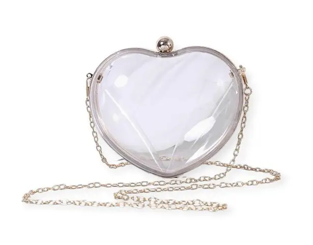 SOTM ❤︎︎ Heart Shaped Clear Acrylic Evening Clutch Bag ❤︎︎ Gold Chain Strap ❤︎︎