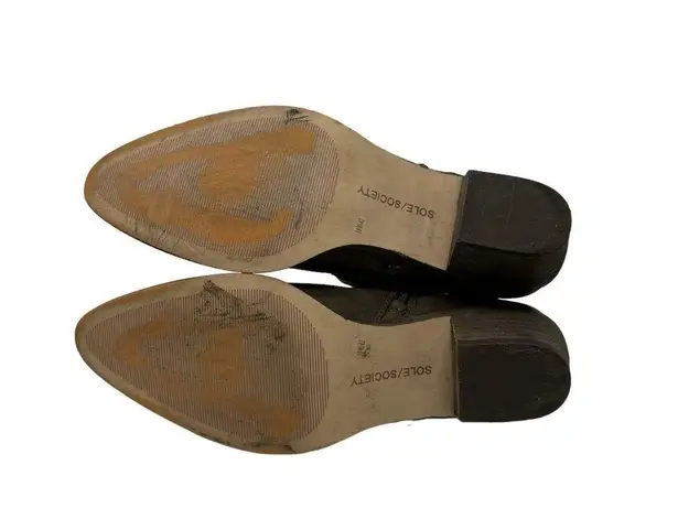 Sole Society Nelmaeya Leather Almond Toe Ankle Boots Brown Size 10