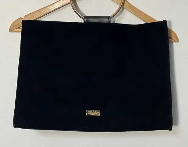 Carolina Herrera Good Girl Black Velvet Bag with Gold Hoop Handle