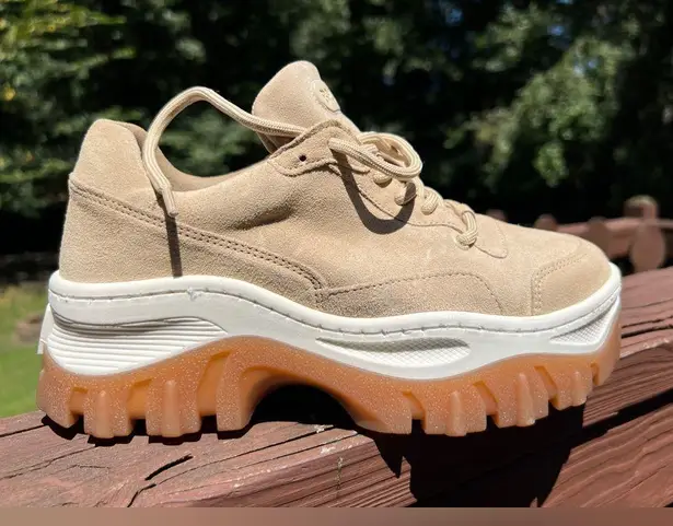 Bronx Jaxstar W/Gum Sole Women Neutral Suede Chunky Streetwear Sneakers|Sz:36EU Tan Size 5