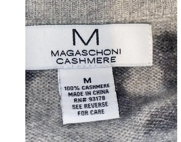 Magaschoni Women's  Gray Leopard Print 100% Cashmere Sweater Medium Animal Print