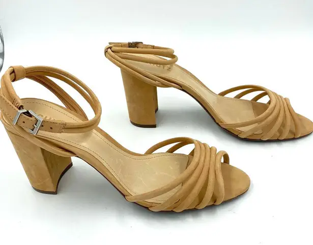 Schutz Nicolai Strappy Sandals Chunky Heel Open Toe Honey Beige NWT Size 10