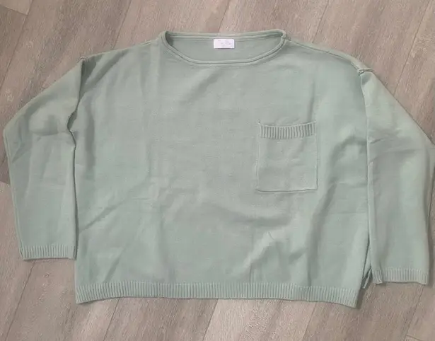 Pink Lily NWOT ‎ Light Green Oversized Crewneck Sweater Size Small