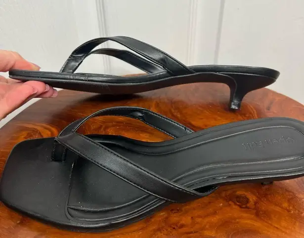 Open Edit Women's Black Thong Kitten Heel Sandals Size 9.5M