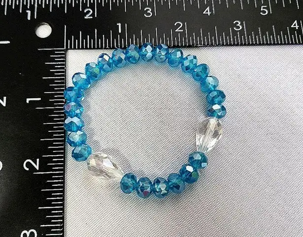 Aqua Blue Cut Crystal Faceted Rondelle Bead Necklace Bracelet Earrings Set