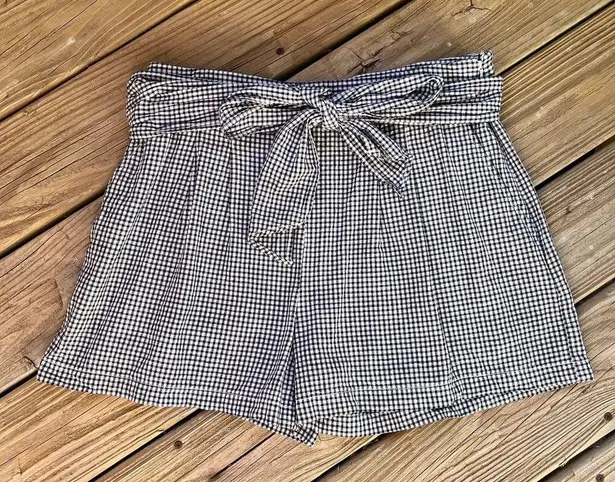 Anthropologie Cartonnier Women's Black And White Gingham Tie Shorts Size 14