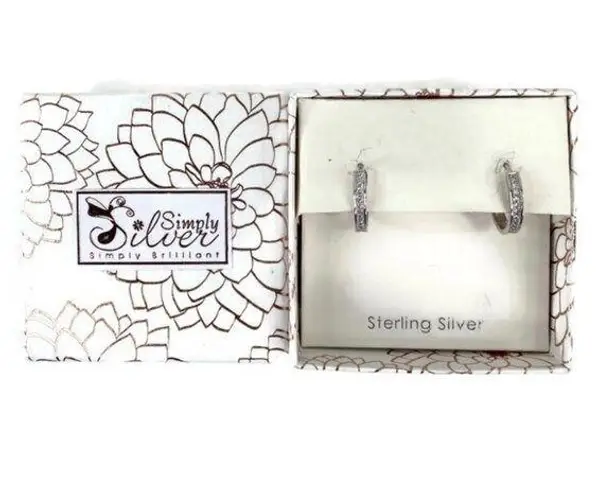 Sterling Silver Studded .925  Huggie Hoop Earrings