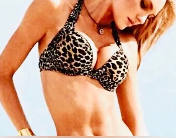 Victoria's Secret  Y2K Women’s Swim Push Up Leopard Skull Bikini Top Size 34 B