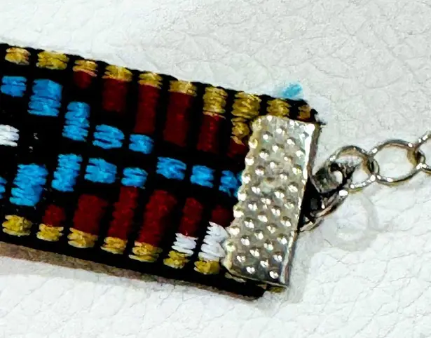 Embroidered Tribal Aztec Choker Blue