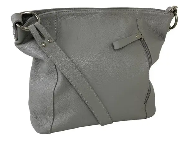 Genuine Leather Borse in Pelle Made in Italy Shoulder Bag Gray