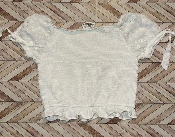 Cute Size Large Coquette White Stretch Crop Top