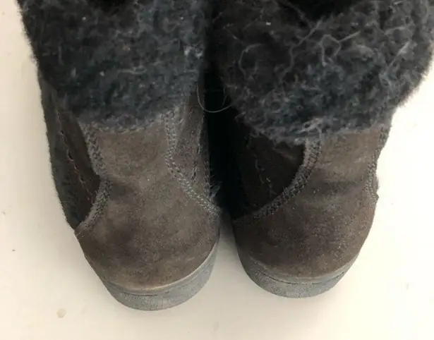 TECNICA Animal Hair Suede Sherpa Lined LaceUp Black Boots Made in Italy VINTAGE Size 8