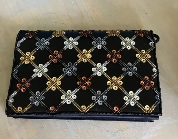 Edgy Black and Gold Skull Clutch